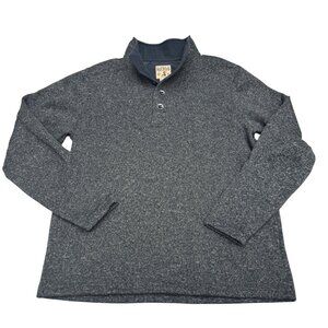 Red Head Men's LS Pullover Sweater Green Henley Top Buttoned Mock Neck, Size L